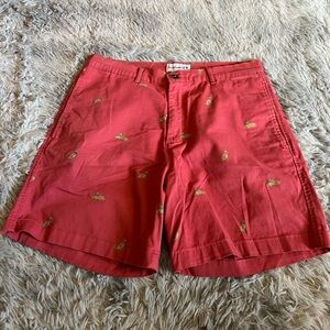 Saddlebred Shorts Mens Red Allover Golden Retriever Comfort Stretch 7" Inseam